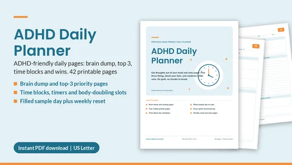 Cover of ADHD Daily Planner & Brain Dump Pages
