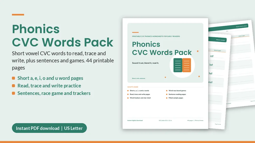 Cover of Phonics CVC Words Pack