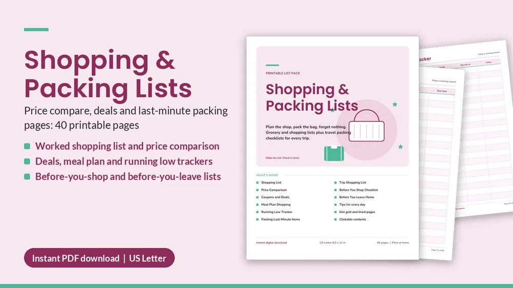 Cover of Shopping & Packing Lists