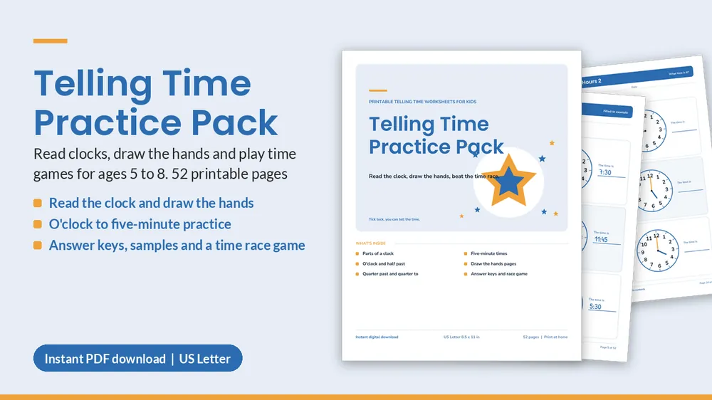 Cover of Telling Time Practice Pack