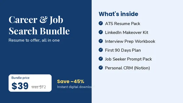 Cover of Career & Job Search Bundle - Resume, LinkedIn, Interview Prep & More