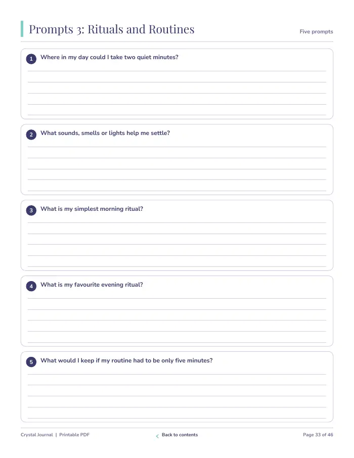 Inside page 3 of Crystal Journal