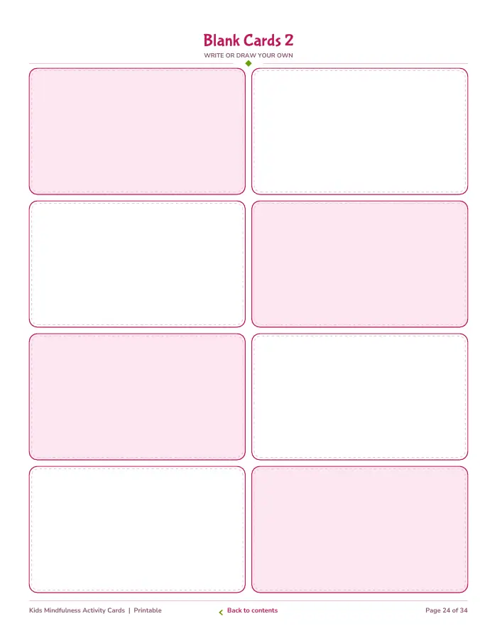 Inside page 3 of Kids Mindfulness Activity Cards