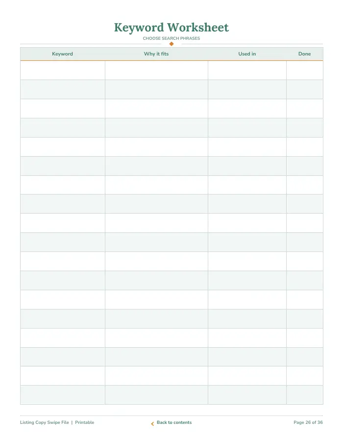 Inside page 3 of Listing Copy Swipe File