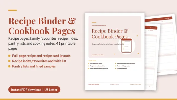 Cover of Recipe Binder & Cookbook Pages