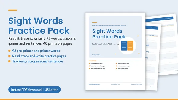 Cover of Sight Words Practice Pack